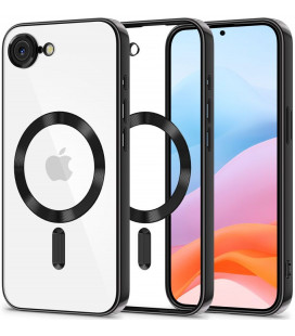 Juodas (Shiny) / skaidrus dėklas Apple iPhone 16E telefonui "Tech-Protect MagFlex Magsafe"