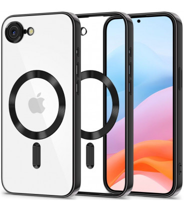 Juodas (Shiny) / skaidrus dėklas Apple iPhone 16E / 17E telefonui "Tech-Protect MagFlex Magsafe"