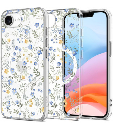 Skaidrus dėklas su gėlėmis Apple iPhone 16E / 17E telefonui "Tech-Protect Flexair Magsafe Spring Flowers"