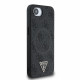 Juodas dėklas Apple iPhone 16E / 17E telefonui "Guess PU 4G Strass Triangle Metal Logo Case"