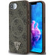 Rudas dėklas Apple iPhone 16E / 17E telefonui "Guess PU 4G Strass Triangle Metal Logo Case"