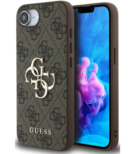 Rudas dėklas Apple iPhone 16E / 17E telefonui "Guess PU 4G Metal Logo Case"