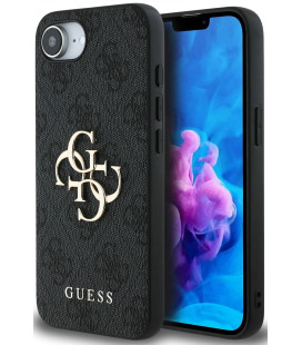 Pilkas dėklas Apple iPhone 16E / 17E telefonui "Guess PU 4G Metal Logo Case"