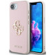 Rožinis dėklas Apple iPhone 16E / 17E telefonui "Guess PU Grained 4G Metal Logo Case"
