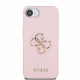 Rožinis dėklas Apple iPhone 16E telefonui "Guess PU Grained 4G Metal Logo Case"
