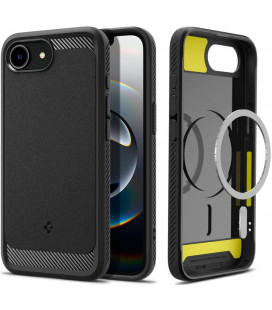 Matinis juodas dėklas Apple iPhone 16E / 17E telefonui "Spigen Rugged Armor Mag Magsafe"