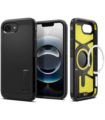 Juodas dėklas Apple iPhone 16E / 17E telefonui "Spigen Tough Armor MAG Magsafe"