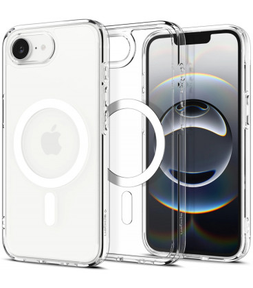 Skaidrus (Baltas) dėklas Apple iPhone 16E / 17E telefonui "Spigen Ultra Hybrid MAG Magsafe"