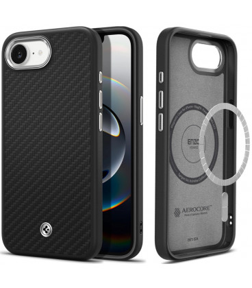 Matinis juodas dėklas Apple iPhone 16E / 17E telefonui "Spigen Enzo Aramid Mag Magsafe"