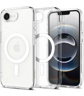 Matinis skaidrus (Baltas) dėklas Apple iPhone 16E / 17E telefonui "Spigen Ultra Hybrid MAG Magsafe"