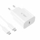 Baltas pakrovėjas PD20W + USB-C - USB-C 100cm laidas "Tech-Protect NC20W 1-Port"