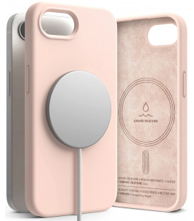 Rožinis / smėlio spalvos dėklas Apple iPhone 16E / 17E telefonui "Ringke Silicone Magnetic Magsafe"