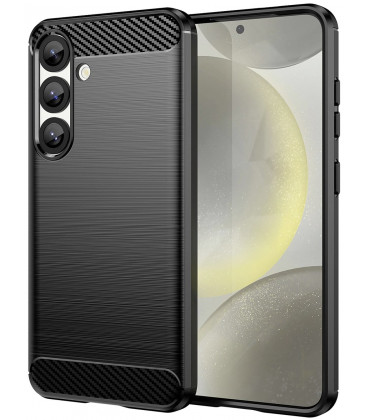 Juodas dėklas Samsung Galaxy S25 telefonui "Carbon"