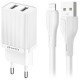 Baltas 10W 2xUSB-A pakrovėjas + 100cm USB-A - Lightning laidas "Awei C15L-EU"