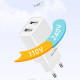 Baltas 10W 2xUSB-A pakrovėjas + 100cm USB-A - Lightning laidas "Awei C15L-EU"