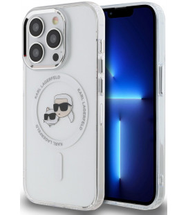 Skaidrus dėklas Apple iPhone 15 Pro Max telefonui "Karl Lagerfeld IML K&CH Heads Metal Frame MagSafe Case"