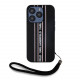 Juodas / rožinis dėklas Apple iPhone 15 Pro telefonui "Karl Lagerfeld PU Saffiano Athleisure Stripe and Strap Case"