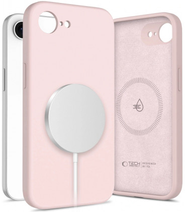 Rožinis dėklas Apple iPhone 16E telefonui "Tech-Protect Liquid Silicone Magsafe"