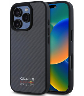 Juodas dėklas Apple iPhone 16 Pro Max telefonui "Red Bull Carbon Shiny Logo MagSafe Case"