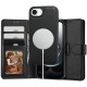 Juodas atverčiamas dėklas Apple Iphone 16E / 17E telefonui "Tech-Protect Wallet Magsafe"