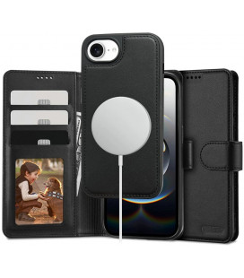 Juodas atverčiamas dėklas Apple Iphone 16E / 17E telefonui "Tech-Protect Wallet Magsafe"