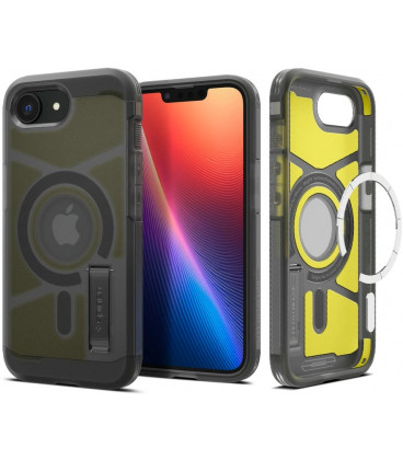 Matinis juodas dėklas Apple iPhone 16E / 17E telefonui "Spigen Tough Armor MAG Magsafe"