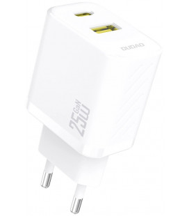 Baltas (25W / PD / QC / GaN) 1xUSB-A + 1xUSB-C pakrovėjas "Dudao A26T"