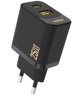 Juodas (25W / PD / QC / GaN) 1xUSB-A + 1xUSB-C pakrovėjas "Dudao A26T"
