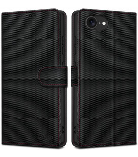 Juodas / raudonas atverčiamas dėklas Apple iPhone 16E / 17E telefonui "Tech-Protect Wallet RS"