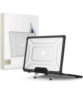 Juodas / skaidrus dėklas Apple MacBook Air 15 M2-M5 2023-2026 kompiuteriui "Tech-Protect Smartshell Pro"