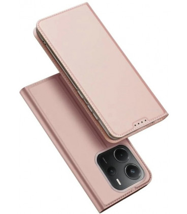 Rausvai auksinės spalvos atverčiamas dėklas Xiaomi Redmi Note 14 4G telefonui "Dux Ducis Skin Pro"