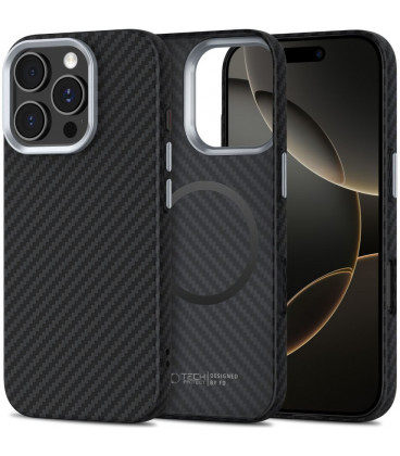  	Juodas / sidabrinės spalvos dėklas Apple iPhone 16 Pro Max telefonui "Tech-Protect ION Carbon Magsafe"