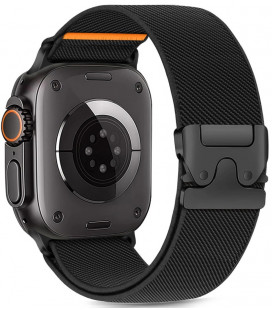Juoda apyrankė Apple Watch 6 / 7 / 8 / 9 / 10 / SE / Ultra 1 / 2 ( 44 / 45 / 46 / 49 mm) "Teh-Protect Nylon Clasp"