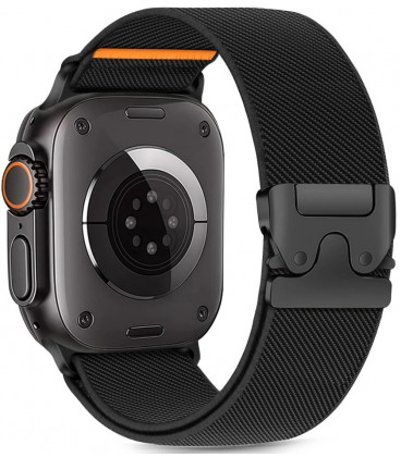 Juoda apyrankė Apple Watch 6 / 7 / 8 / 9 / 10 / SE / Ultra 1 / 2 ( 44 / 45 / 46 / 49 mm) "Teh-Protect Nylon Clasp"