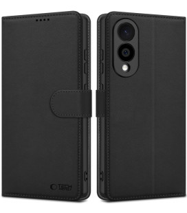 Juodas atverčiamas dėklas Samsung Galaxy S25 Edge telefonui "Tech-Protect Wallet"