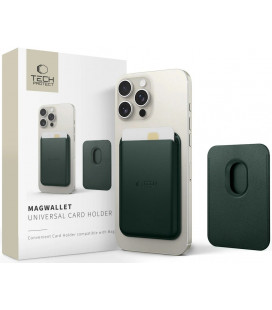 Žalias Magsafe kortelių dėklas telefonams "Tech-Protect MagWallet Card Holder"