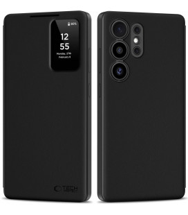Matinis juodas atverčiamas dėklas Samsung Galaxy S25 Ultra telefonui "Tech-Protect Smart Wallet"