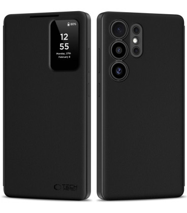 Matinis juodas atverčiamas dėklas Samsung Galaxy S25 Ultra telefonui "Tech-Protect Smart Wallet"