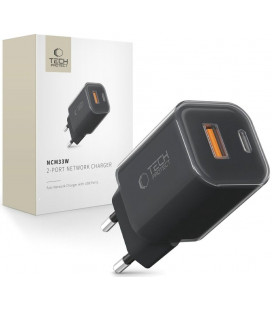 Juodas 1xUSB-A + 1xUSB-C PD33W / QC3.0 pakrovėjas "Tech-Protect NCM33W 2-Port"