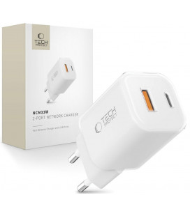 Baltas 1xUSB-A + 1xUSB-C PD33W / QC3.0 pakrovėjas "Tech-Protect NCM33W 2-Port"
