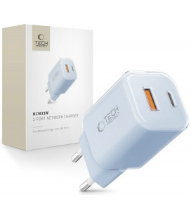 Mėlynas 1xUSB-A + 1xUSB-C PD33W / QC3.0 pakrovėjas "Tech-Protect NCM33W 2-Port"