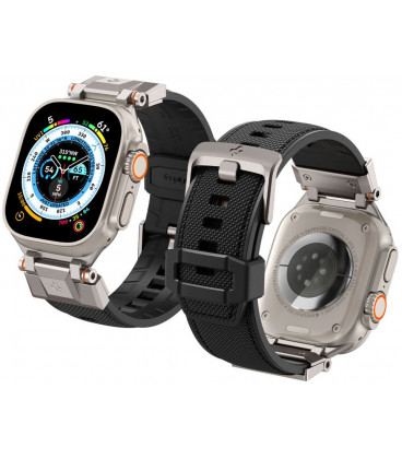 Juoda apyrankė Apple Watch 6 / 7 / 8 / 9 / 10 / SE / Ultra 1 / 2 ( 44 / 45 / 46 / 49 mm) laikrodžiui "Spigen Durapro Armor"