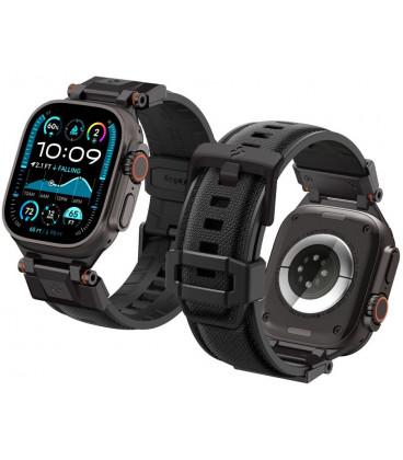 Juoda apyrankė Apple Watch 6 / 7 / 8 / 9 / 10 / SE / Ultra 1 / 2 ( 44 / 45 / 46 / 49 mm) laikrodžiui "Spigen Durapro Armor"