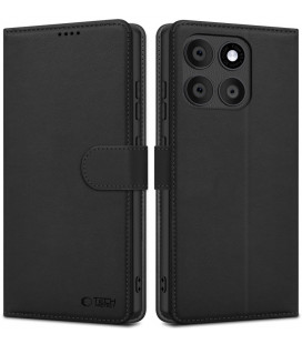 Matinis juodas atverčiamas dėklas Motorola Edge 60 / 60 Fusion telefonui "Tech-Protect Wallet"