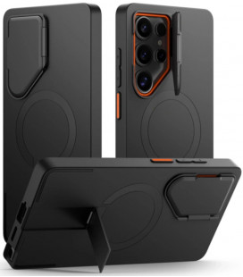 Juodas / oranžinis dėklas Samsung Galaxy S25 Ultra telefonui "Tech-Protect Kevlar Aura Magsafe"