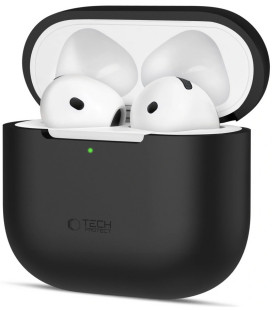 Juodas dėklas Apple Airpods 4 ausinėms "Tech-Protect Silicone"