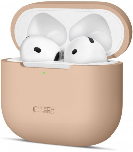 Rudas (Cafe Latte) dėklas Apple Airpods 4 ausinėms "Tech-Protect Silicone"