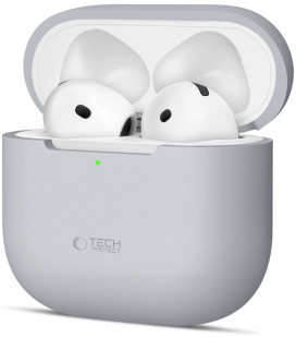 Pilkas dėklas Apple Airpods 4 ausinėms "Tech-Protect Silicone"