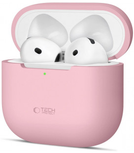 Rožinis dėklas Apple Airpods 4 ausinėms "Tech-Protect Silicone"