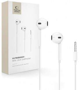 Baltos 3.5mm ausinės "Tech-Protect Ultraboost Mini Jack Earphone Core"